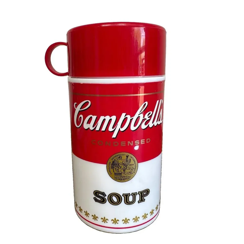 Vintage Campbells Soup Thermos Bottle Can-Tainer Red Top Hot or Cold 11.5oz